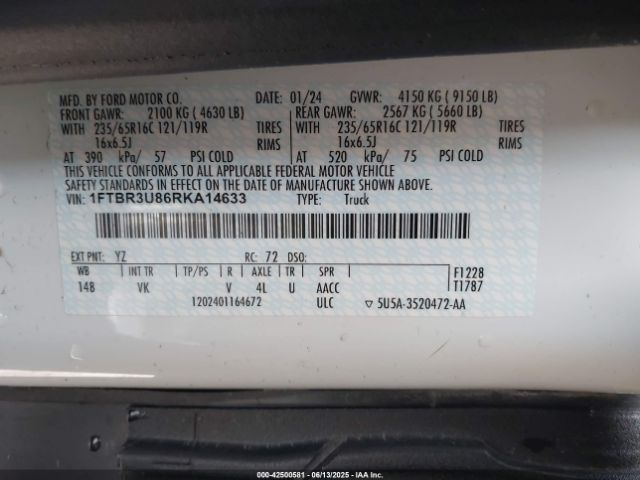 1FTBR3U86RKA14633 Ford Transit-250 Cargo Van