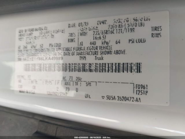 1FTYE1Y86LKA49989 Ford Transit-150