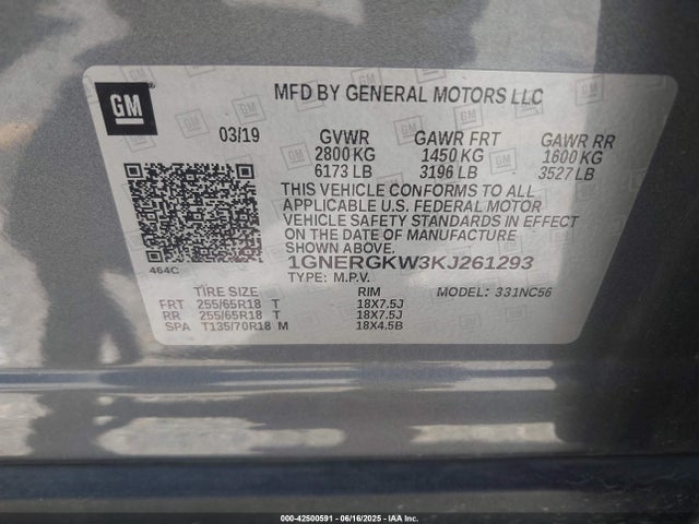 1GNERGKW3KJ261293 Chevrolet lfy - spark ignited direct injection, atss, gen 1