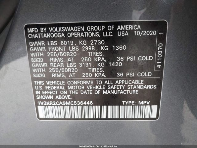 1V2KR2CA9MC536446 Volkswagen 3.6 fsi