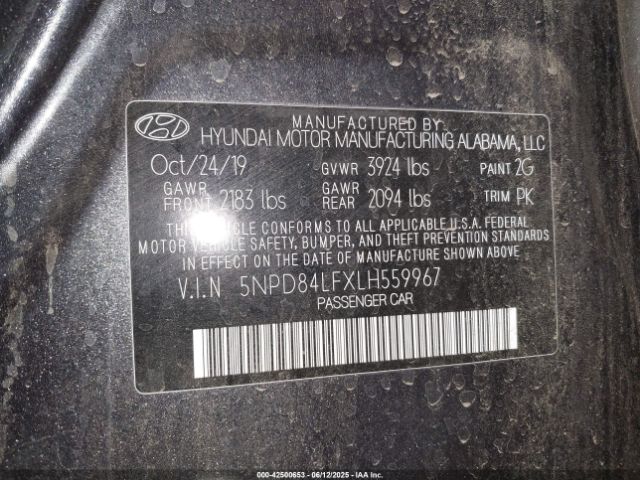 5NPD84LFXLH559967 Hyundai mpi nu