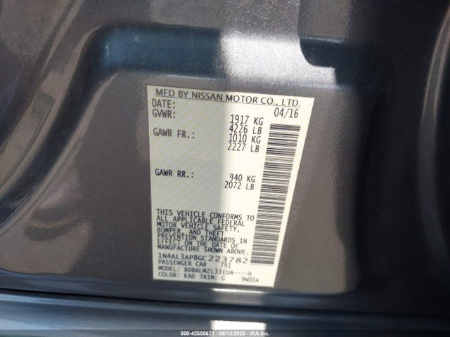 1N4AL3AP8GC223782 Nissan 2016