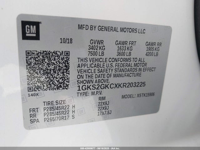 1GKS2GKCXKR203225 GMC l83 - spark ignited direct injection, variable valve timing, afm, e85 max, alum