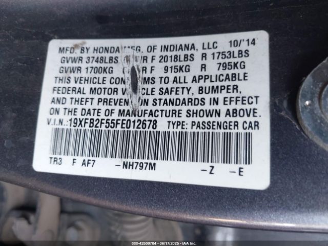 19XFB2F55FE012678 Honda r18z1