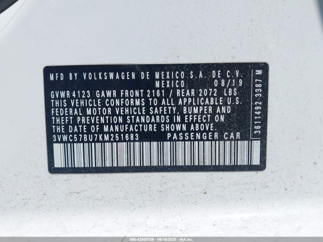 3VWC57BU7KM251683 Volkswagen 1.4 tsi