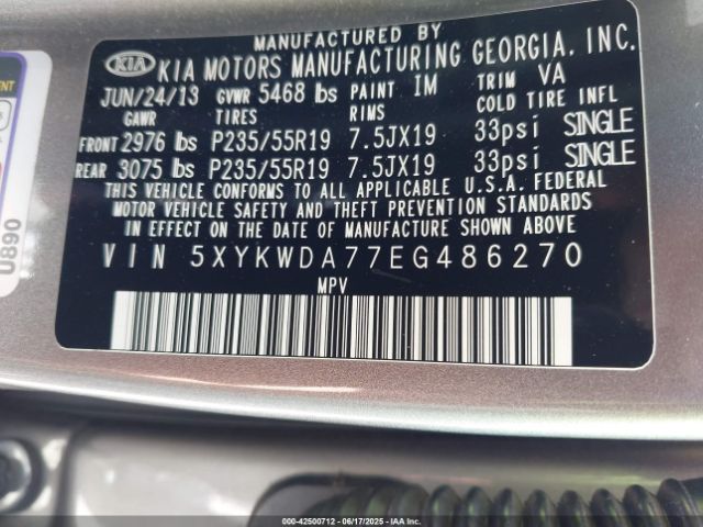 5XYKWDA77EG486270 KIA gasoline 3.3 v6 gdi lambda ii