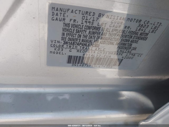 3N1AB7AP4HL674303 Nissan 2017