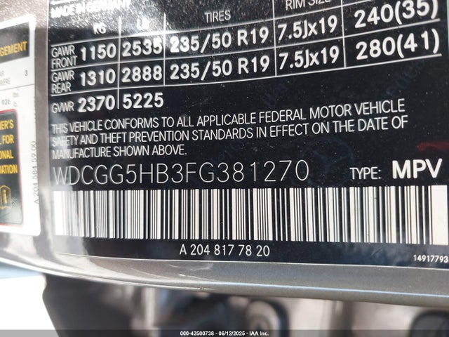 WDCGG5HB3FG381270 Mercedes-Benz 2015