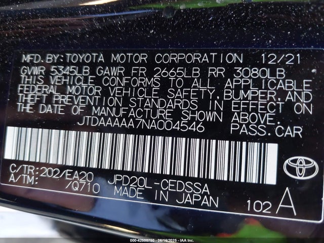 Toyota 3km 2022 JTDAAAAA7NA004546 Image 9