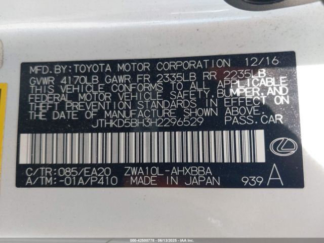 2017 LEXUS CT 200H JTHKD5BH3H2296529 Photo 8