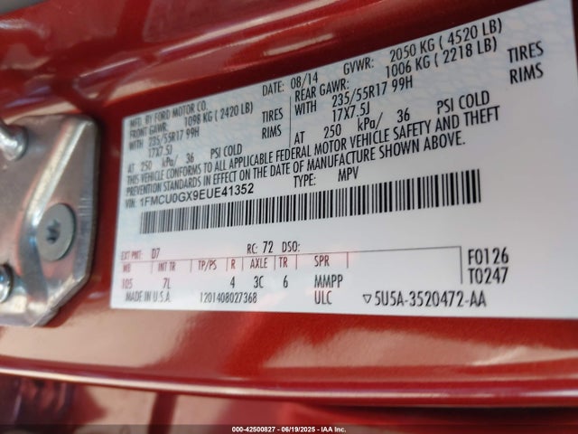 1FMCU0GX9EUE41352 Ford 2014