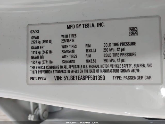 2023 TESLA MODEL 3 5YJ3E1EA8PF501350 Photo 8