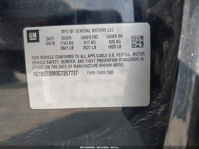 1G1BE5SM0G7267737 Chevrolet le2 - di: direct injection, alum, vvt, gen i, gmna