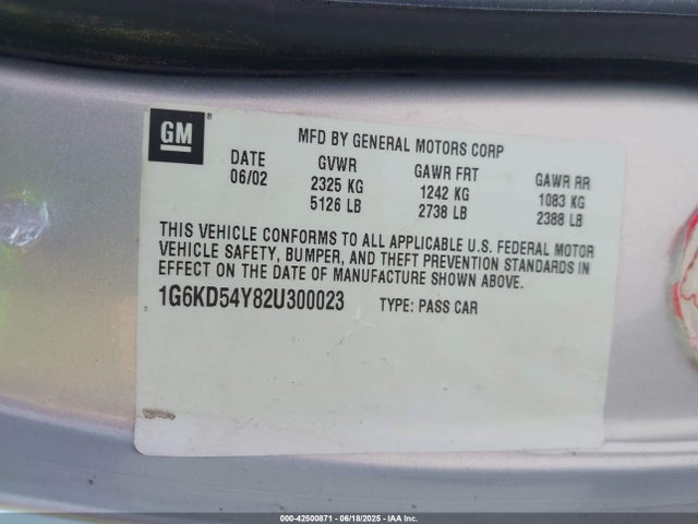 2002 CADILLAC DEVILLE 1G6KD54Y82U300023 Photo 8