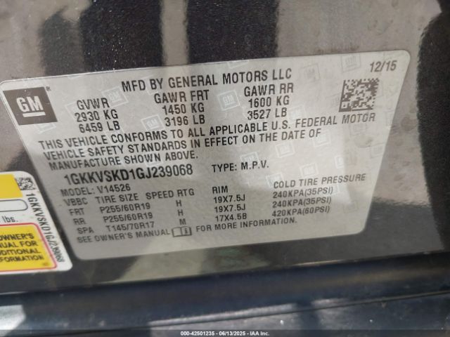 1GKKVSKD1GJ239068 GMC llt - sidi, alum, 60 degrees