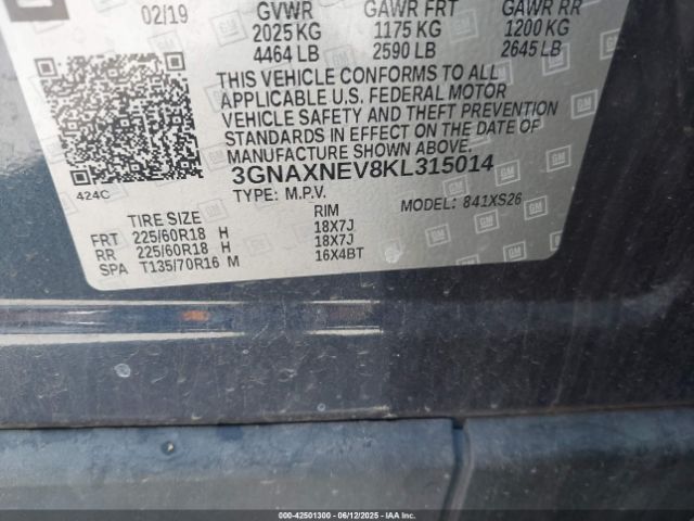 2019 CHEVROLET EQUINOX 3GNAXNEV8KL315014 Photo 8