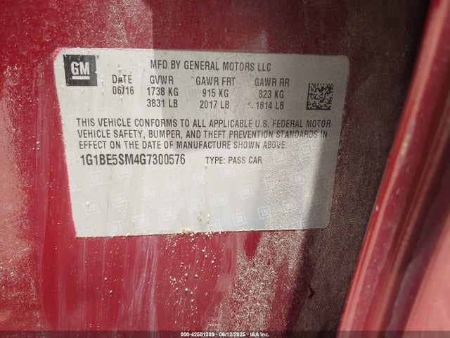 1G1BE5SM4G7300576 Chevrolet le2 - di: direct injection, alum, vvt, gen i, gmna