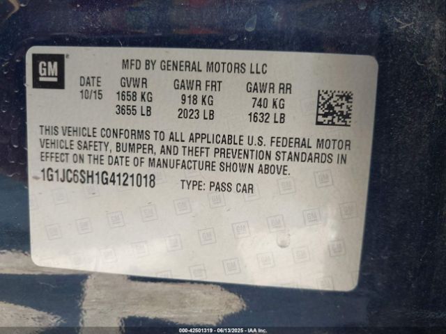 1G1JC6SH1G4121018 Chevrolet luw - e85 max