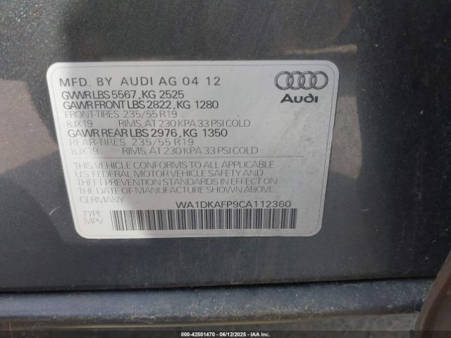 2012 AUDI Q5 WA1DKAFP9CA112360 Photo 8