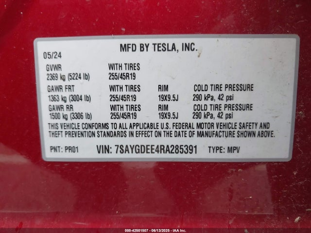 2024 TESLA MODEL Y 7SAYGDEE4RA285391 Photo 8