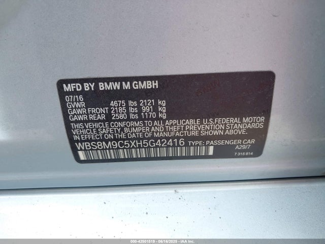 BMW M3 2017 WBS8M9C5XH5G42416 Image 9