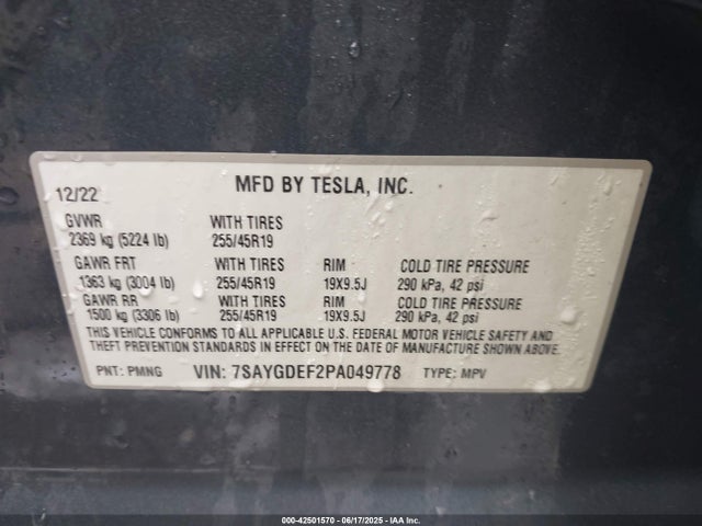 2023 TESLA MODEL Y 7SAYGDEF2PA049778 Photo 8