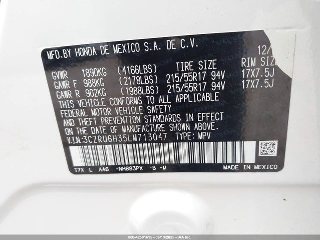 3CZRU6H35LM713047 Honda r18z9