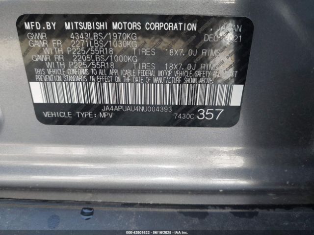 2022 MITSUBISHI OUTLANDER SPORT JA4APUAU4NU004393 Photo 8