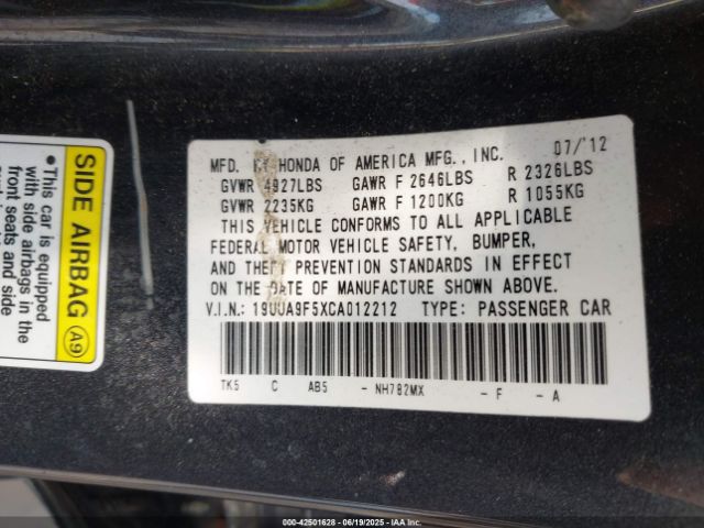 2012 ACURA TL 19UUA9F5XCA012212 Photo 8