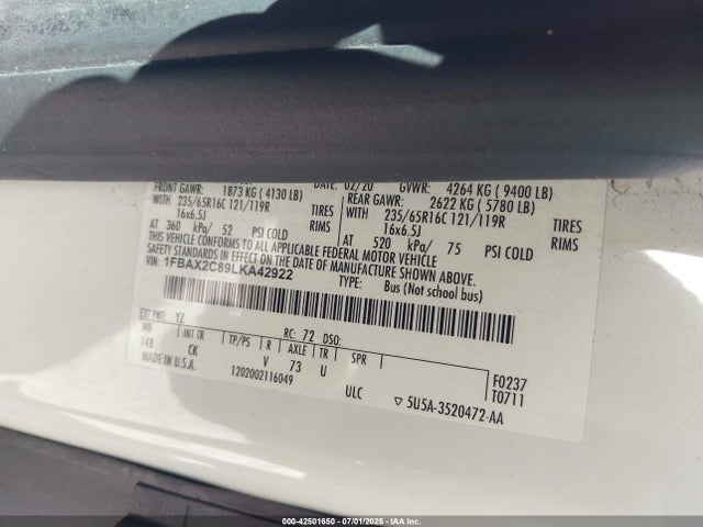 Ford 3.5l v6 cyclone 2020 1FBAX2C89LKA42922 Image 9