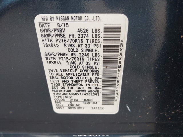 JN8AS5MV1FW262363 Nissan 2015