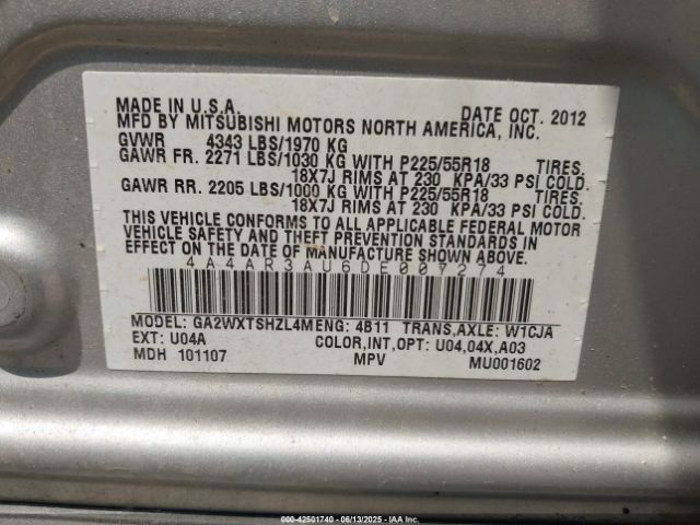 2013 MITSUBISHI OUTLANDER SPORT 4A4AR3AU6DE007274 Photo 8