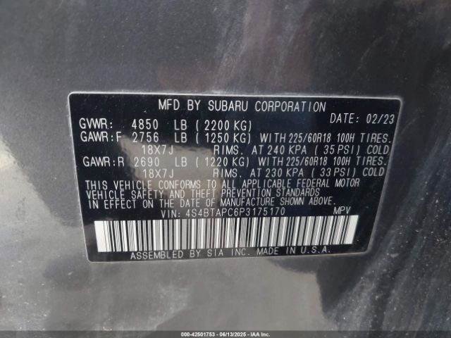 2023 SUBARU OUTBACK 4S4BTAPC6P3175170 Photo 8