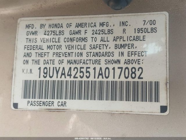 2001 ACURA CL 19UYA42551A017082 Photo 8