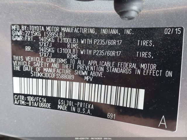 2015 TOYOTA SIENNA 5TDKK3DC0FS588089 Photo 8