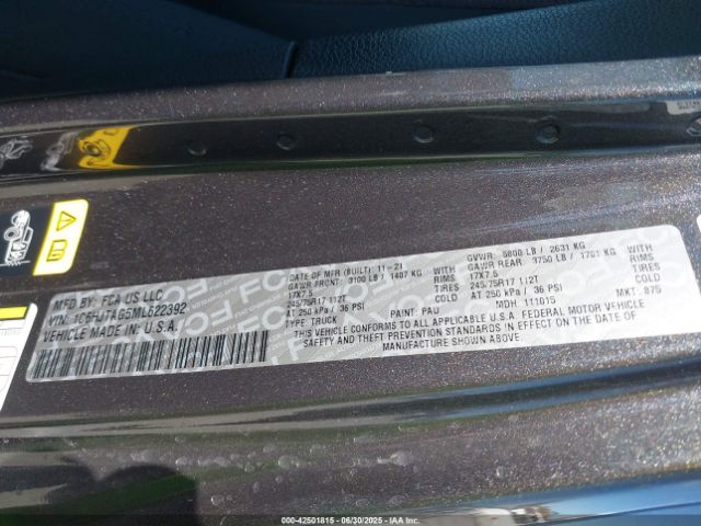 2021 JEEP GLADIATOR 1C6HJTAG5ML622392 Photo 8
