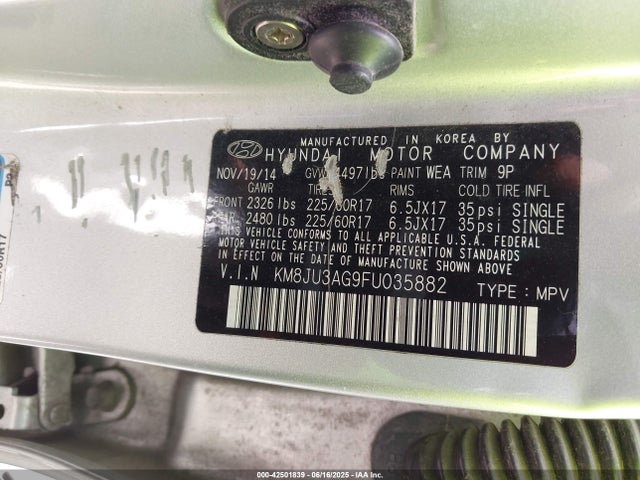 KM8JU3AG9FU035882 Hyundai dohc gdi theta ii