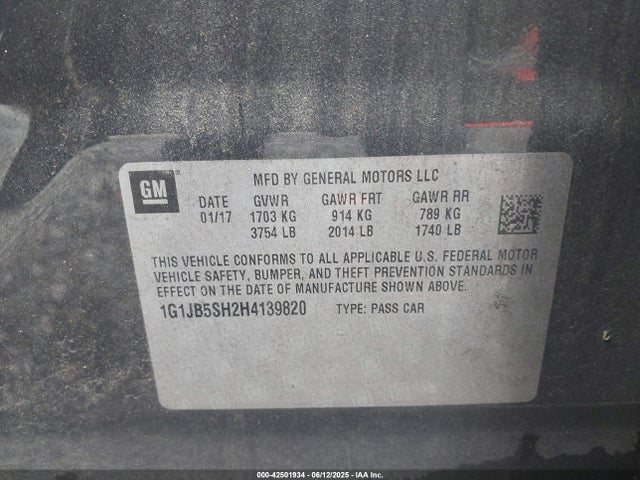 1G1JB5SH2H4139820 Chevrolet luw - mfi, e85 max