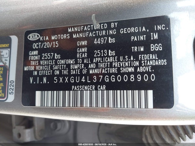 5XXGU4L37GG008900 KIA t-gdi theta ii
