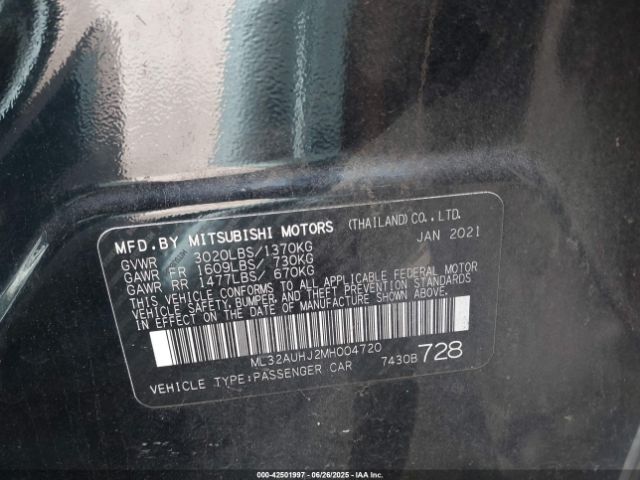 2021 MITSUBISHI MIRAGE ML32AUHJ2MH004720 Photo 8
