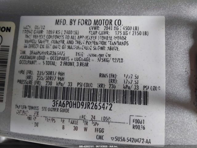 2018 FORD FUSION 3FA6P0HD9JR265472 Photo 8