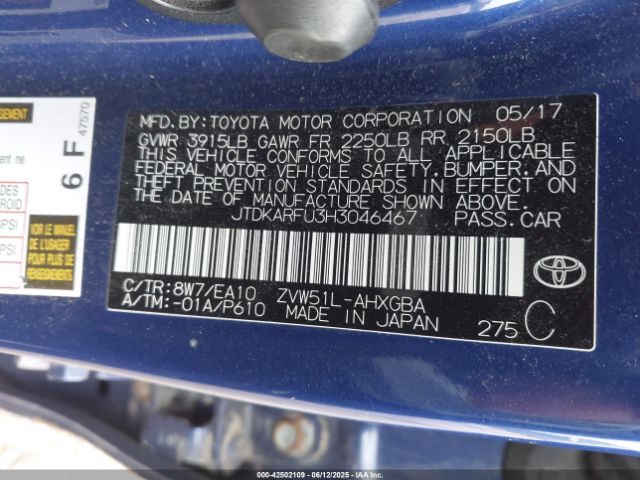JTDKARFU3H3046467 Toyota Prius Four