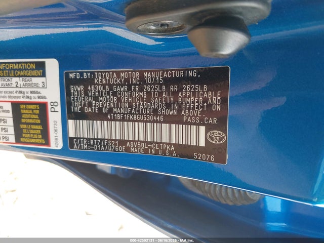 Toyota 2ar-fe 2016 4T1BF1FK8GU530446 Image 9