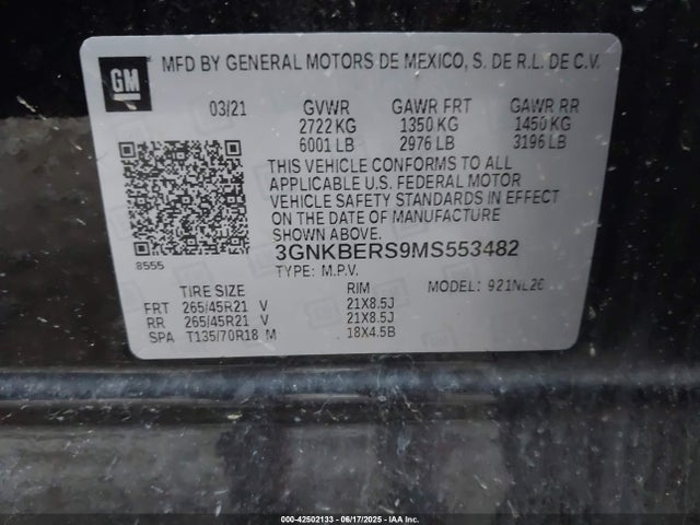 3GNKBERS9MS553482 Chevrolet lgx
