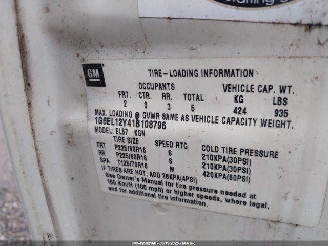 2001 CADILLAC ELDORADO 1G6EL12Y41B108796 Photo 8