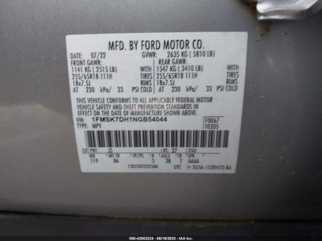 2022 FORD EXPLORER 1FMSK7DH1NGB54044 Photo 8
