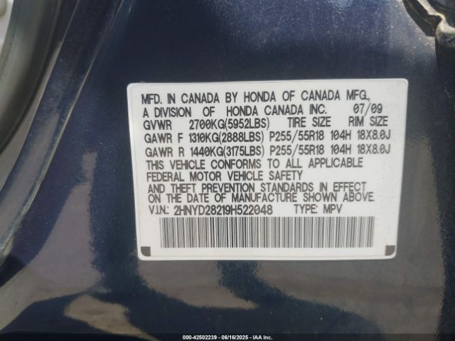 2009 ACURA MDX 2HNYD28219H522048 Photo 8