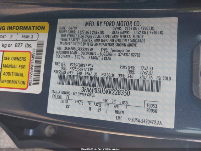 Ford 2019 2019 3FA6P0SU5KR228350 Image 9