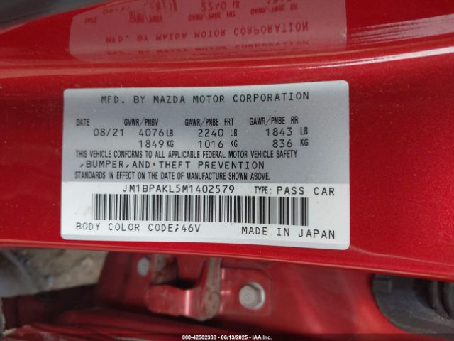 2021 MAZDA MAZDA3 JM1BPAKL5M1402579 Photo 8