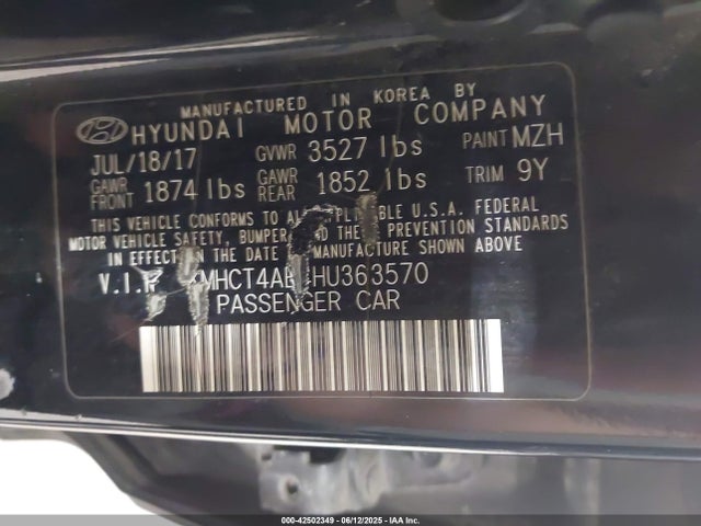 KMHCT4AE4HU363570 Hyundai ACCENT SE